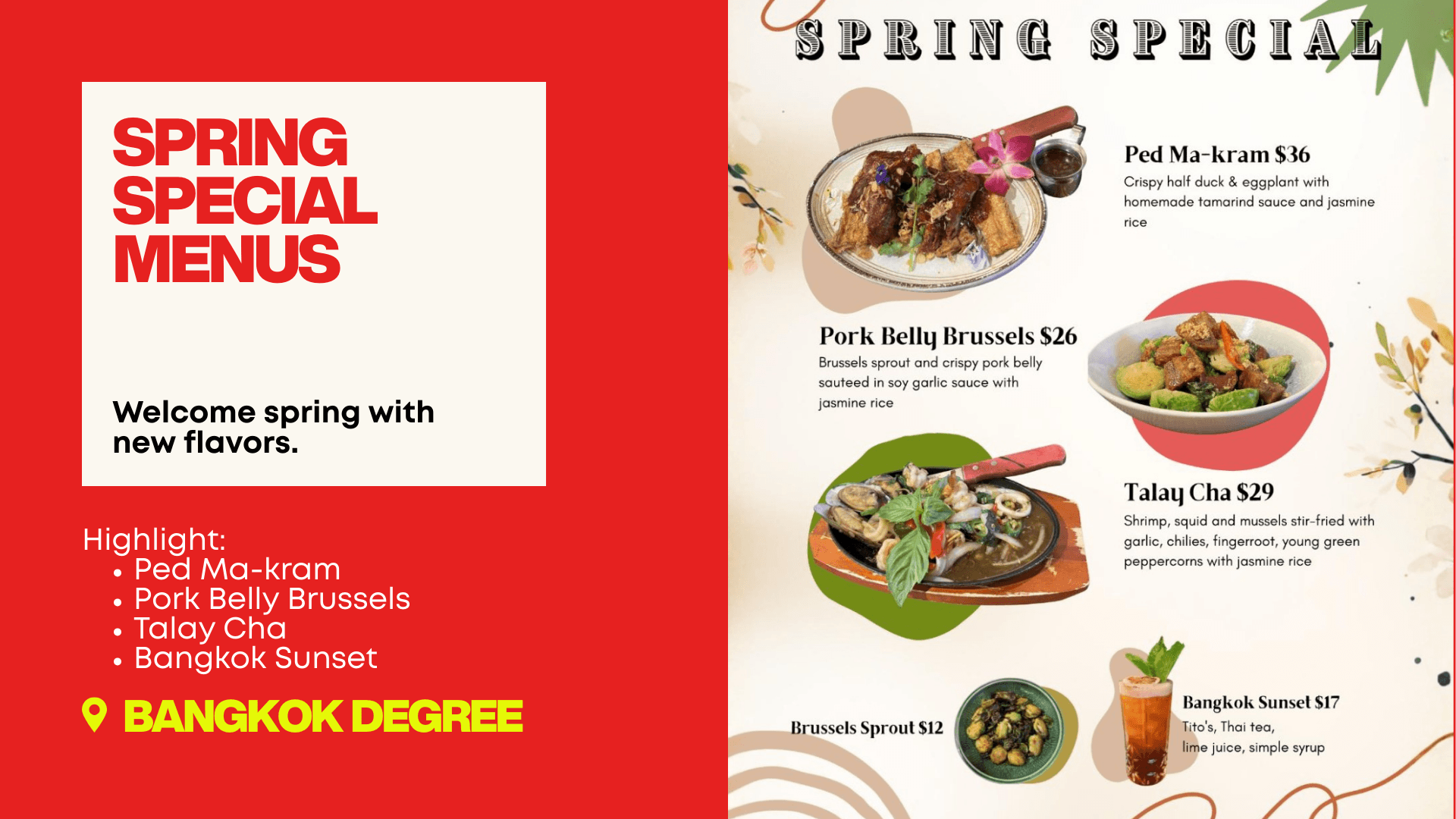 Bangkok Degree — Spring Special Menu