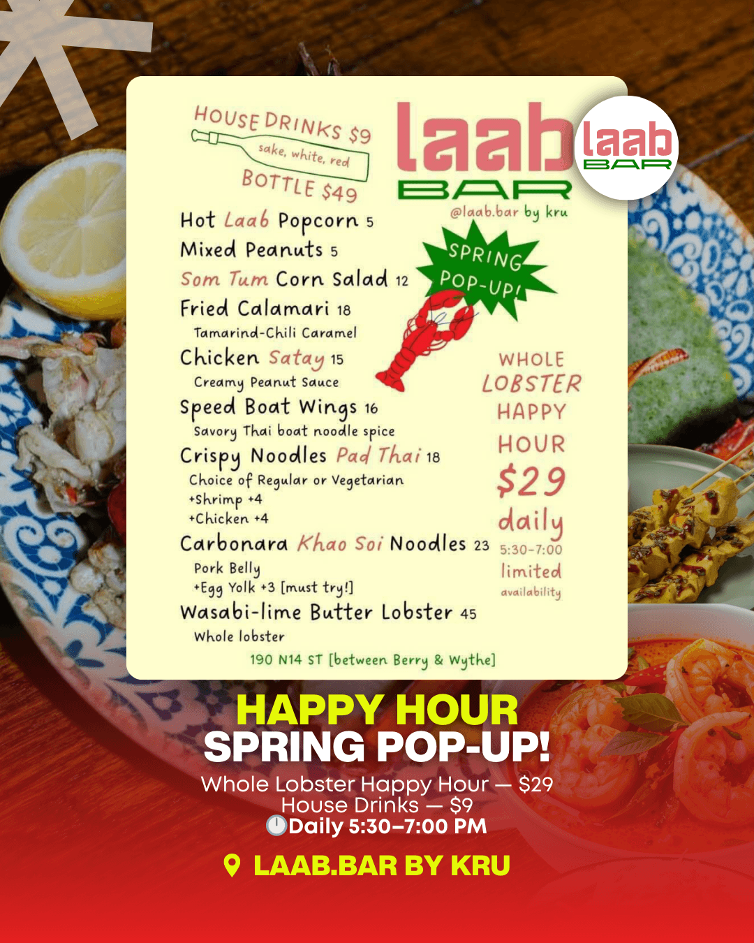 Laab.Bar by KRU — Spring Pop-Up Happy Hour